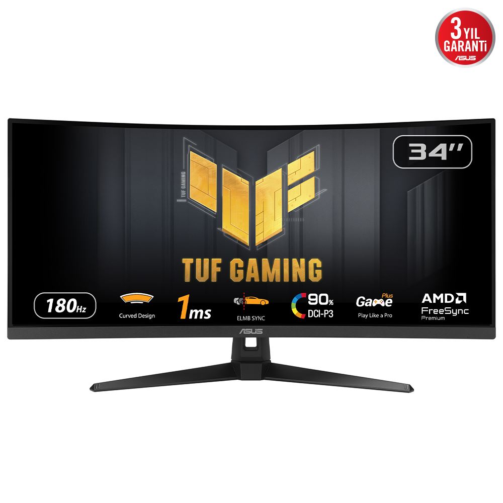 ASUS TUF Gaming VG34VQ3B computer monitor 86.4 cm (34") 3440 x 1440 pixels UltraWide Quad HD LED Black