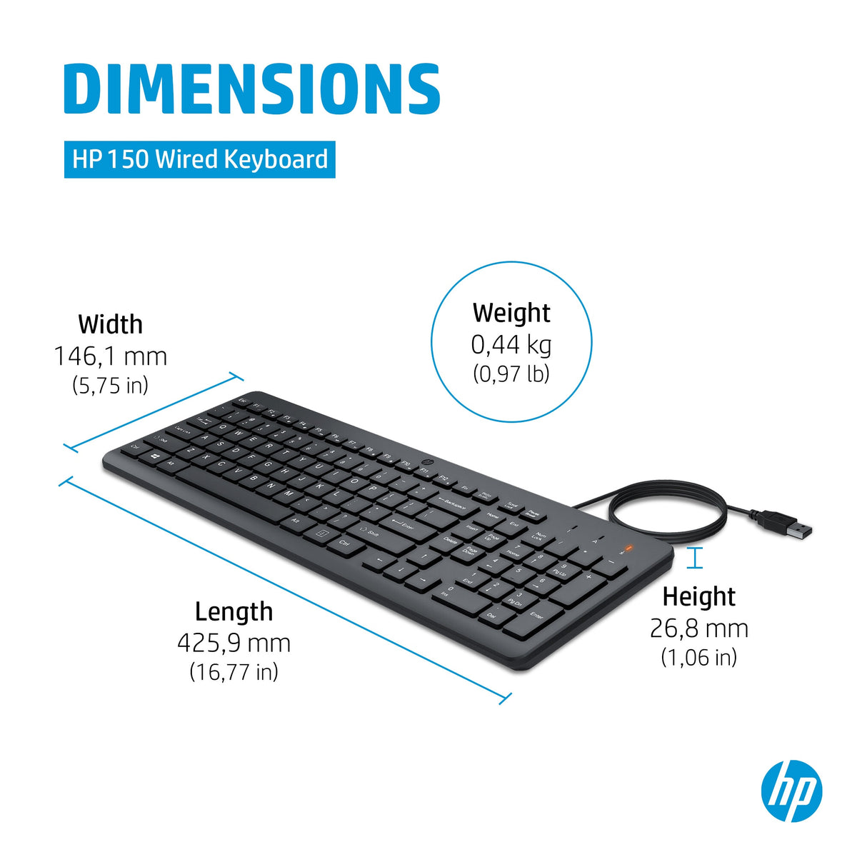 Hewlett Packard 150 - USB Wired Keyboard