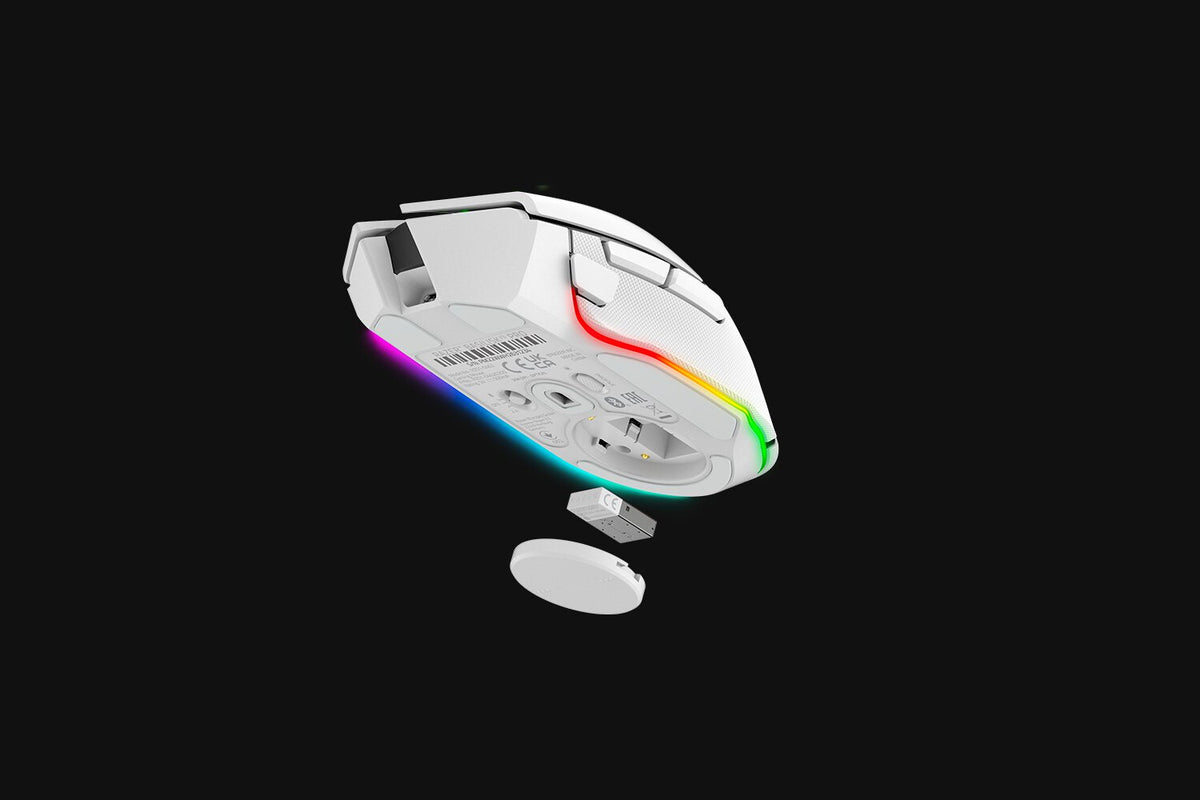 Razer Basilisk V3 Pro - RF Wireless + Bluetooth + USB Type-C Optical Mouse in White- 30,000 DPI