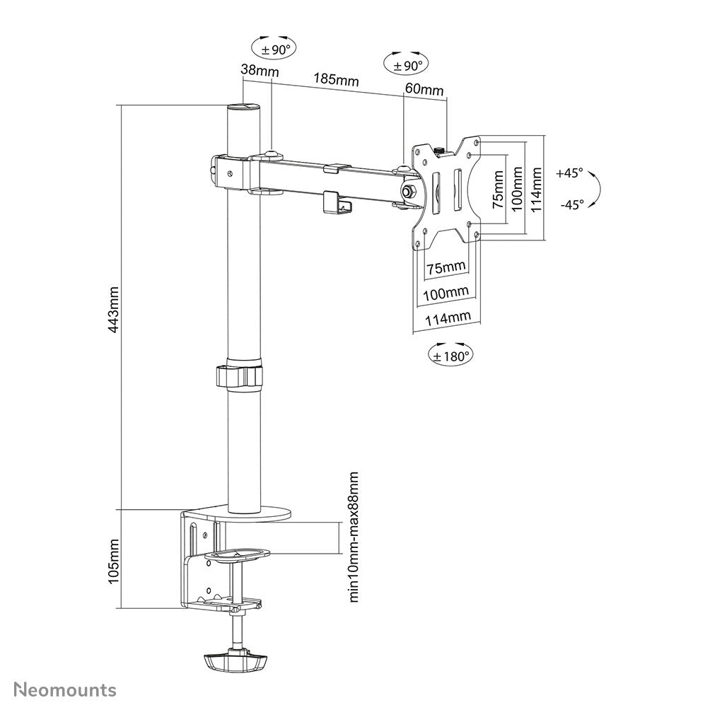 Neomounts FPMA-D540BLACK - Desk monitor mount for 33 cm (13") to 81.3 cm (32")