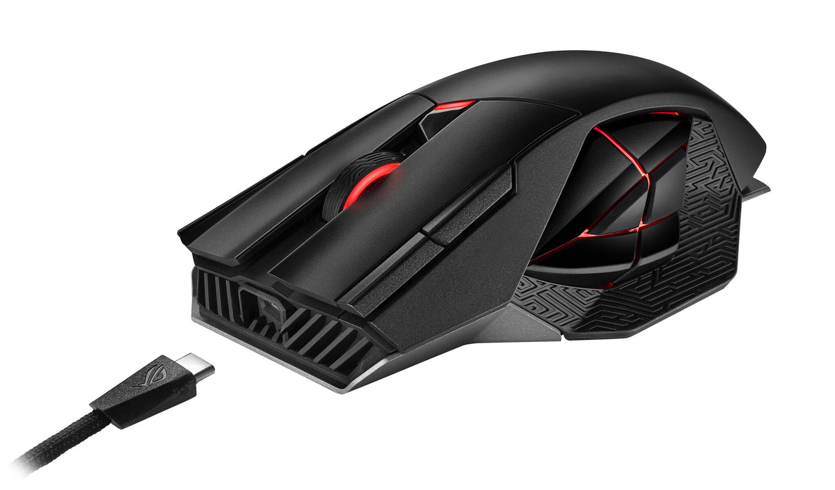 ASUS ROG Spatha X - RF Wireless + USB Type-A Optical Mouse in Black - 19,000 DPI