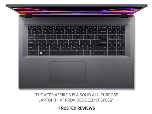 Acer Aspire 3 Laptop - 43.9 cm (17.3") - Intel N100 - 4GB LPDDR5-SDRAM - 512 GB SSD - Wi-Fi 6 - Windows 11 Home - Grey