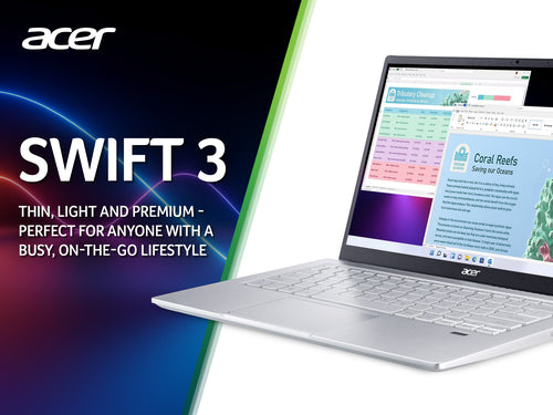 Acer Swift 3 Laptop - 35.6 cm (14&quot;) - AMD Ryzen 7 5700U - 16 GB LPDDR4x-SDRAM - 1 TB SSD - Wi-Fi 6 - Windows 11 Home - Silver