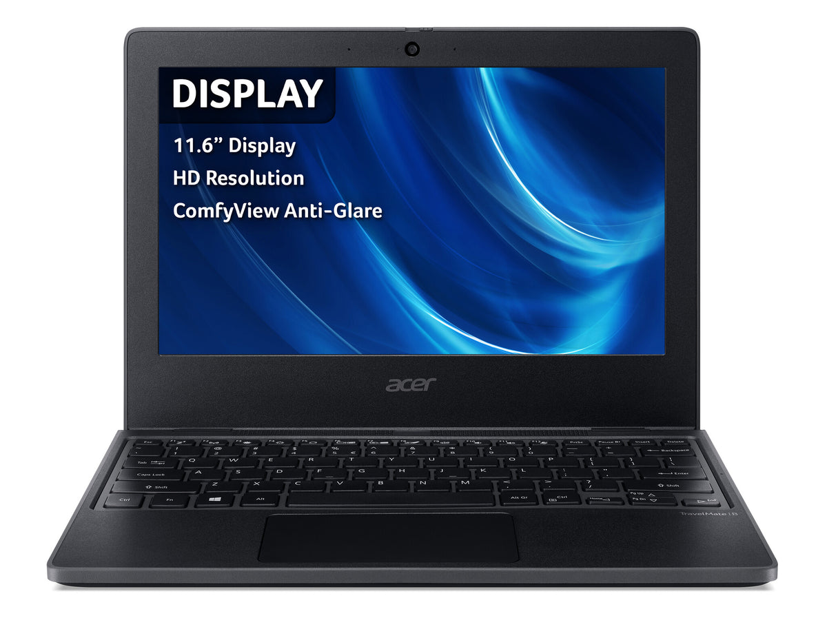 Acer TravelMate B3 Laptop - 29.5 cm (11.6") - Intel® Celeron® N4120 - 4 GB DDR4-SDRAM - 64 GB eMMC - Wi-Fi 5 - Windows 11 Pro Education - Black