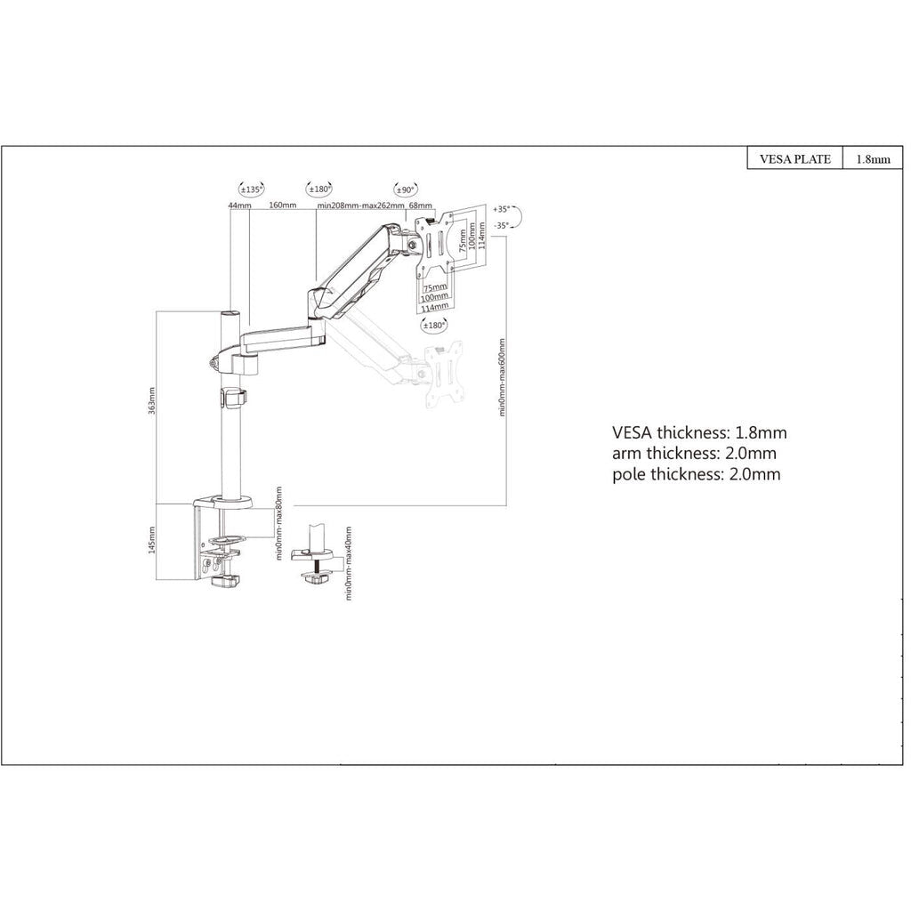 Manhattan 461580 - Desk monitor mount for 43.2 cm (17") to 81.3 cm (32")