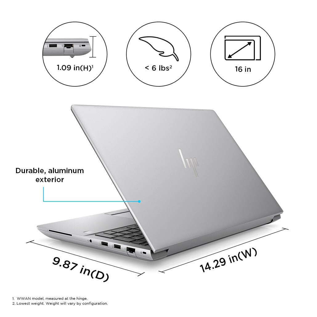 HP ZBook Fury 16 G10 Laptop - 40.6 cm (16") - Intel® Core™ i7-13700HX - 32 GB DDR5-SDRAM - 1 TB SSD - NVIDIA RTX 3500 Ada - Wi-Fi 6E - Windows 11 Pro - Silver