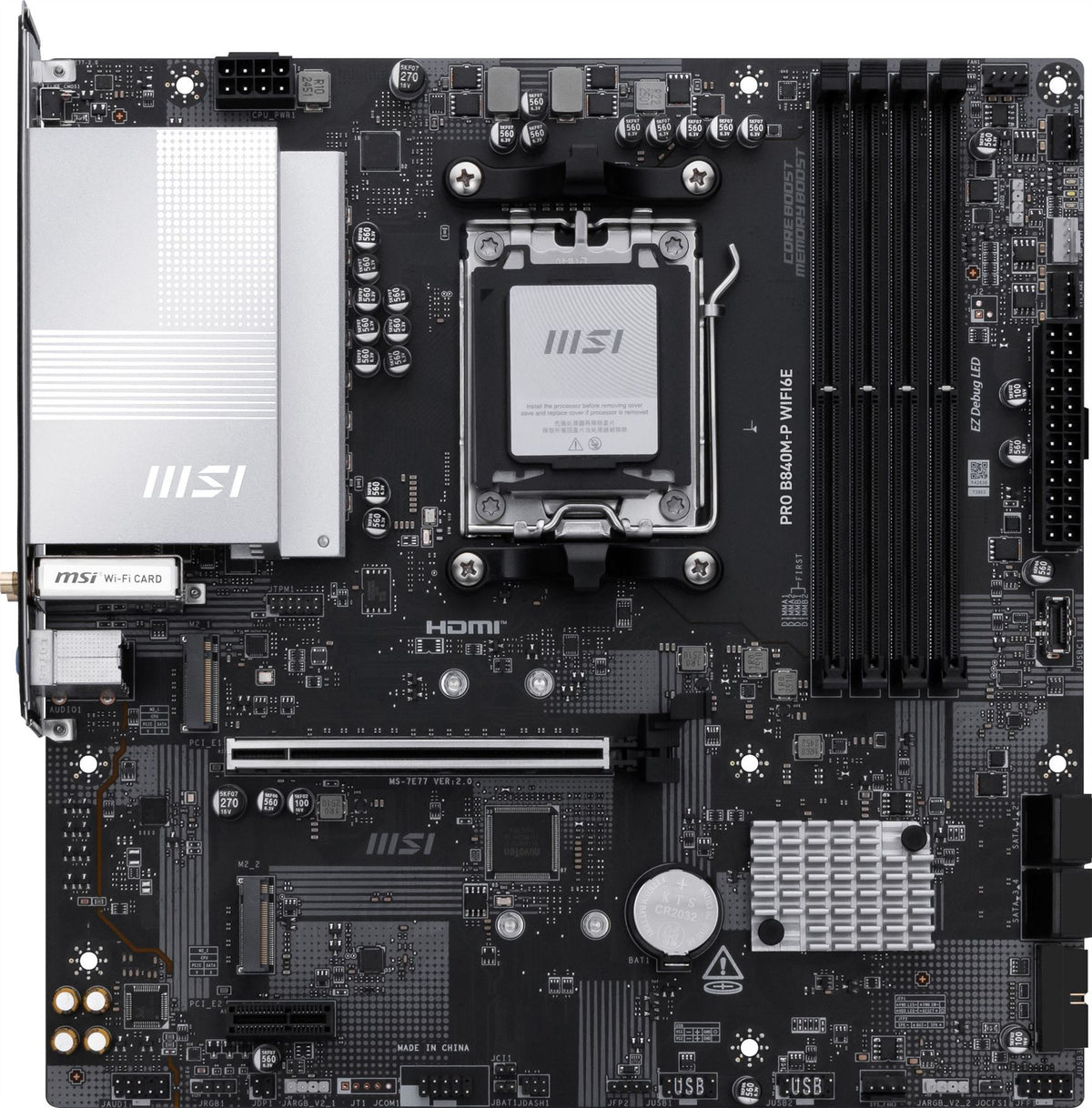 MSI PRO B840M-P WIFI6E motherboard AMD B840 Socket AM5 micro ATX