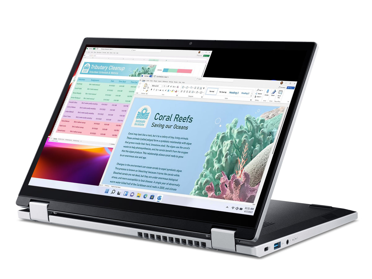 Acer Aspire 3 Spin 14 Hybrid (2-in-1) - 35.6 cm (14") - Touchscreen - Intel Core i3 N305 - 8 GB LPDDR5-SDRAM - 128 GB SSD - Wi-Fi 6E - Windows 11 - Silver