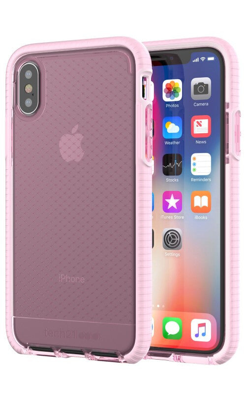 Tech21 Evo Check mobile phone case for iPhone X in Clear Pink