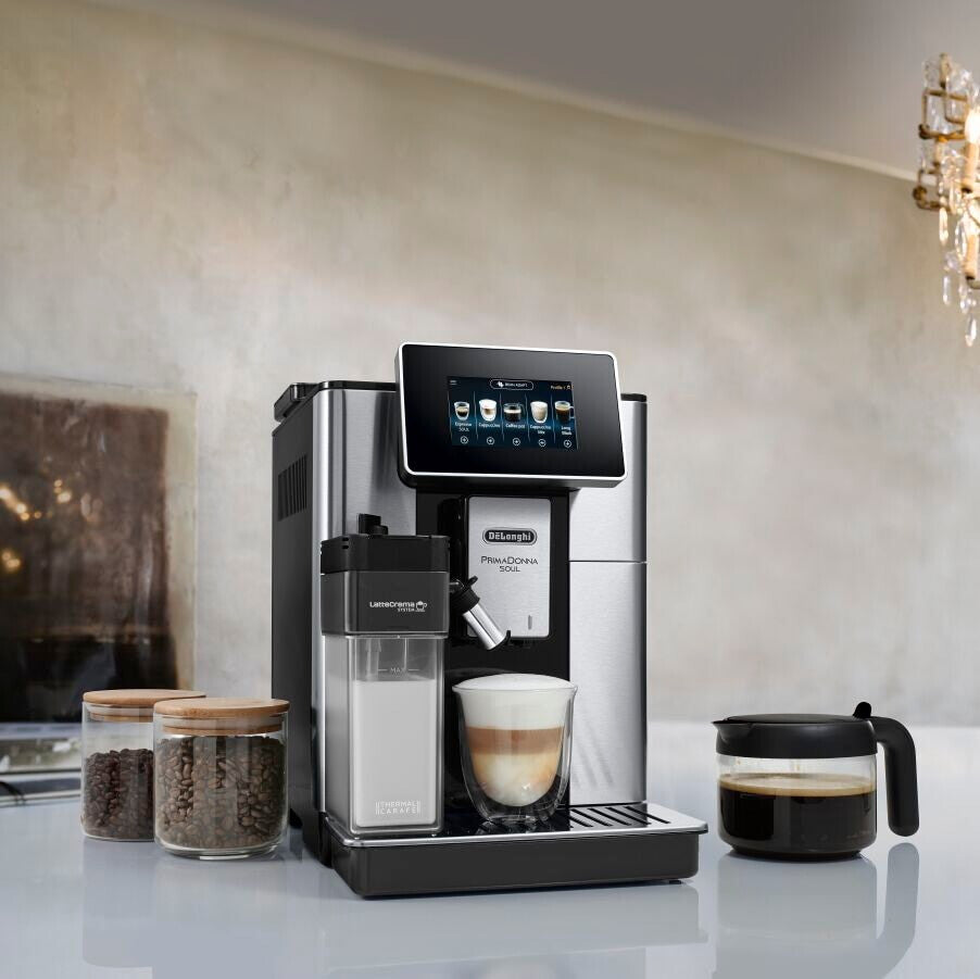 De'Longhi PrimaDonna Soul ECAM610.75.MB - Fully Automatic Bean to Cup Coffee Machine in Metal Black