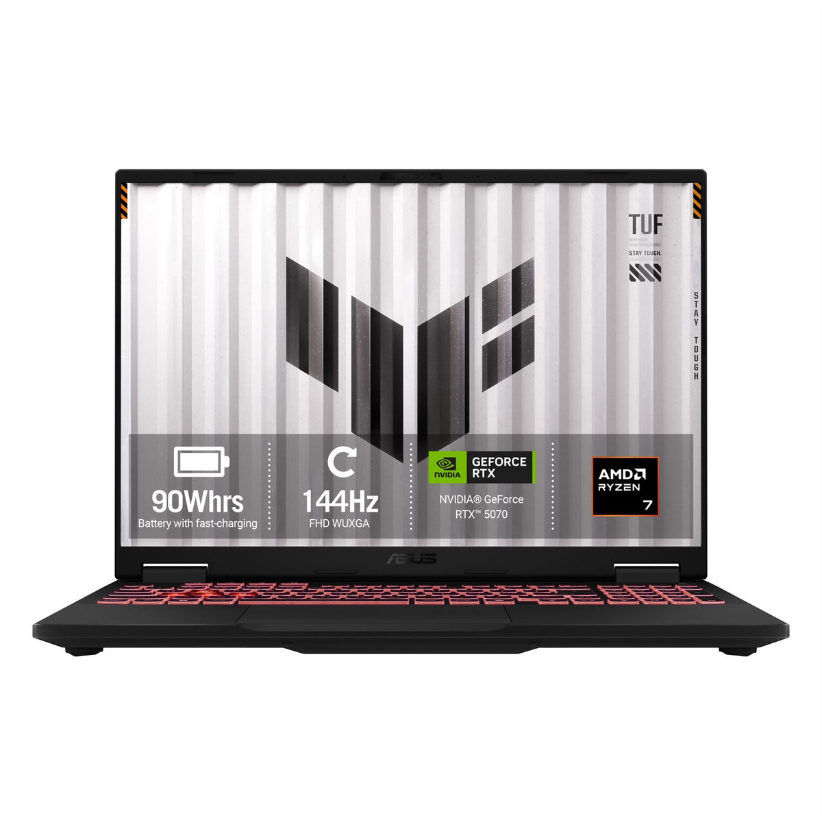 ASUS TUF Gaming A16 FA608UP-TU131W AMD Ryzen 7 260 Laptop 40.6 cm (16") WUXGA 16 GB DDR5-SDRAM 1 TB SSD NVIDIA� GeForce RTX 5070 Laptop GPU Wi-Fi 6E (802.11ax) Windows 11 Home Grey QWERTZ German