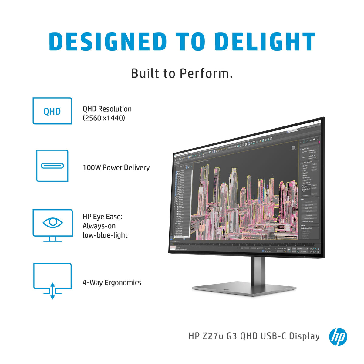 HP Z27U G3 - 68.6 cm (27") - 2560 x 1440 pixels Quad HD Monitor