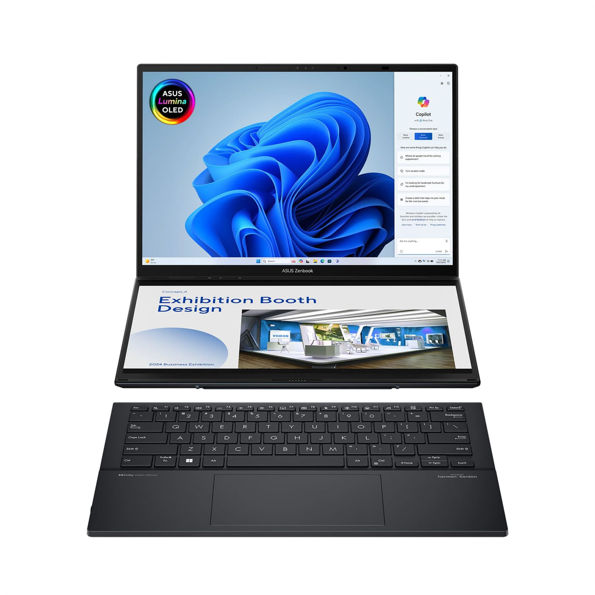 ASUS Zenbook Duo Hybrid (2-in-1) - 35.6 cm (14&quot;) - Touchscreen - Intel Core Ultra 9 185H - 32 GB LPDDR5x-SDRAM - 2 TB SSD - Wi-Fi 6E - Windows 11 Pro - Grey