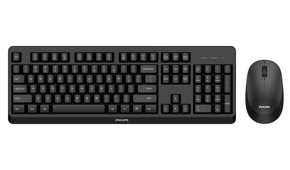 Philips 3000 series SPT6307BL/40 keyboard Mouse included RF Wireless QWERTY English Black