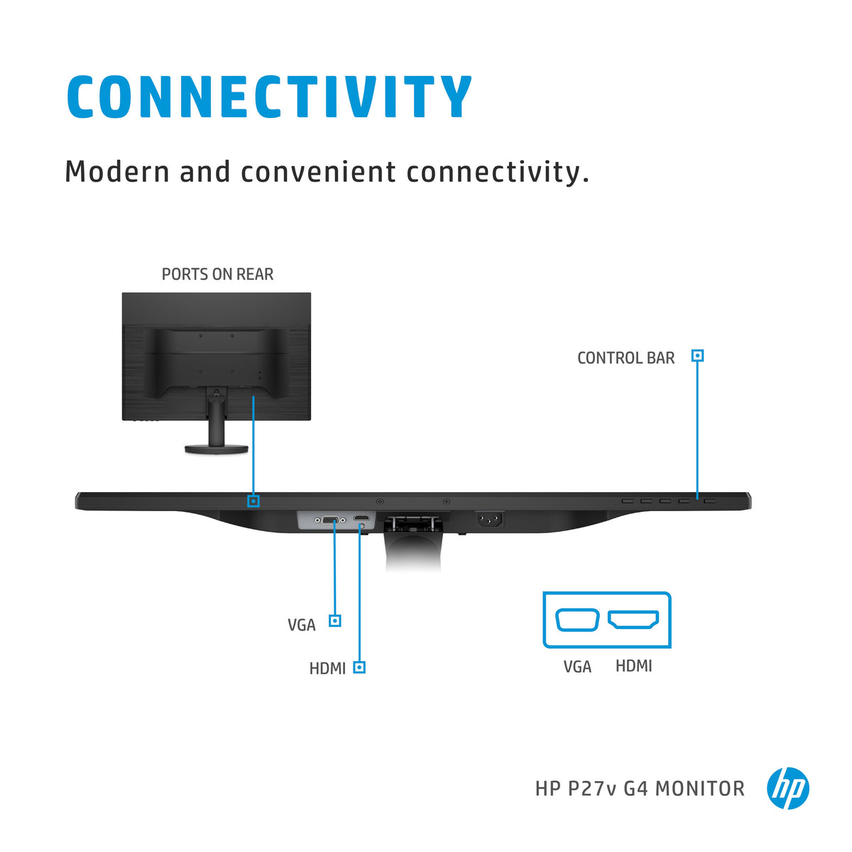 HP P27V G4 - 68.6 cm (27") - 1920 x 1080 pixels Full HD LCD Monitor