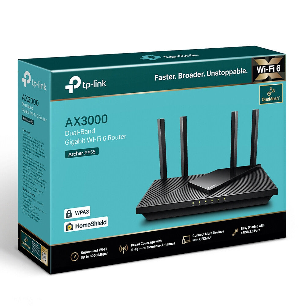 TP-Link Archer AX3000 - Gigabit Ethernet Dual-band (2.4 GHz / 5 GHz) Wi-Fi 6 wireless router in Black