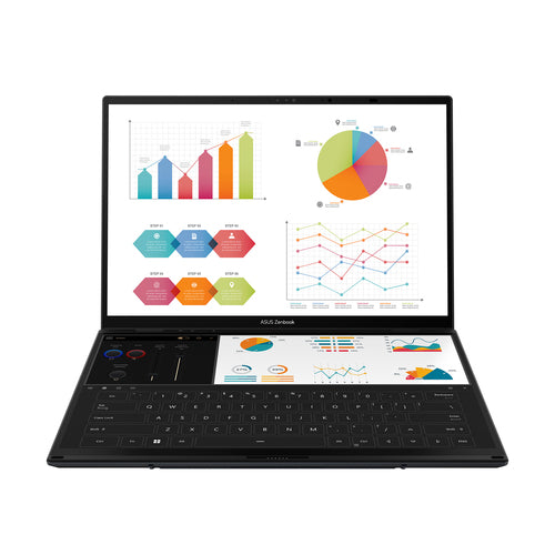 ASUS Zenbook Duo Hybrid (2-in-1) - 35.6 cm (14&quot;) - Touchscreen - Intel Core Ultra 9 185H - 32 GB LPDDR5x-SDRAM - 2 TB SSD - Wi-Fi 6E - Windows 11 Pro - Grey