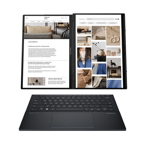 ASUS Zenbook Duo Hybrid (2-in-1) - 35.6 cm (14") - Touchscreen - Intel Core Ultra 9 185H - 32 GB LPDDR5x-SDRAM - 2 TB SSD - Wi-Fi 6E - Windows 11 Pro - Grey