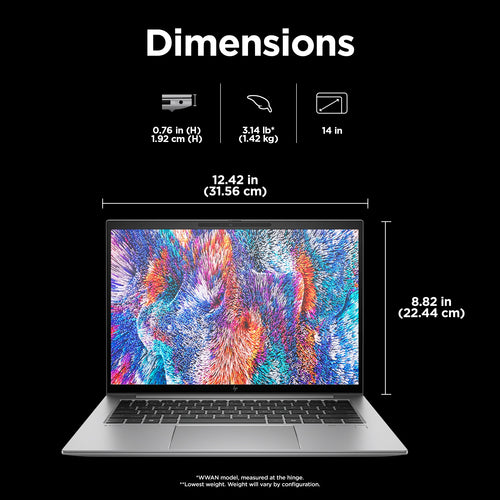HP ZBook Firefly G11 Laptop - 35.6 cm (14") - Intel Core Ultra 7 155H - 16 GB DDR5-SDRAM - 1 TB SSD - NVIDIA RTX A500 - Wi-Fi 6E - Windows 11 Pro - Grey