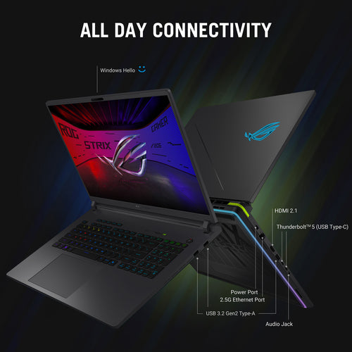 ASUS ROG Strix G18 Laptop - 45.7 cm (18&quot;) - Intel Core Ultra 9 275HX - 16 GB DDR5-SDRAM - 1 TB SSD - NVIDIA GeForce RTX 5070 - Wi-Fi 7 - Windows 11 Home - Eclipse Grey