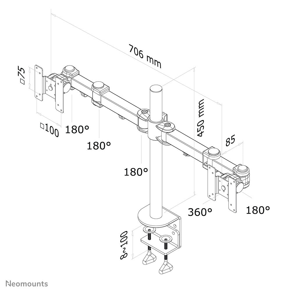 Neomounts FPMA-D960D - Desk monitor mount for 25.4 cm (10&quot;) to 68.6 cm (27&quot;)