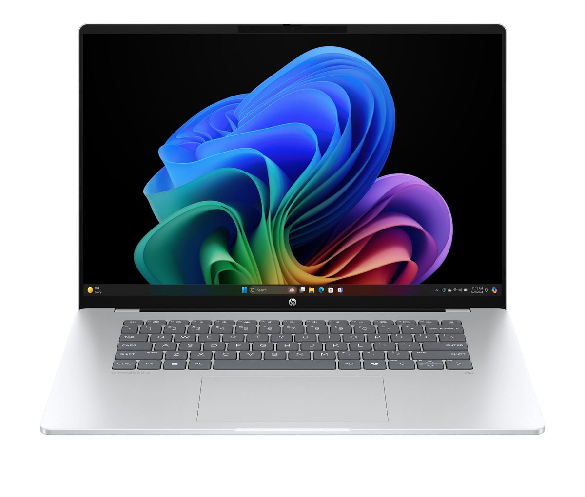 HP OmniBook 5 Laptop Next Gen AI 16-bf0002nax Copilot+ PC Snapdragon X1-26-100 40.6 cm (16") 2K 16 GB LPDDR5x-SDRAM 512 GB SSD Wi-Fi 6E (802.11ax) Windows 11 Home Silver