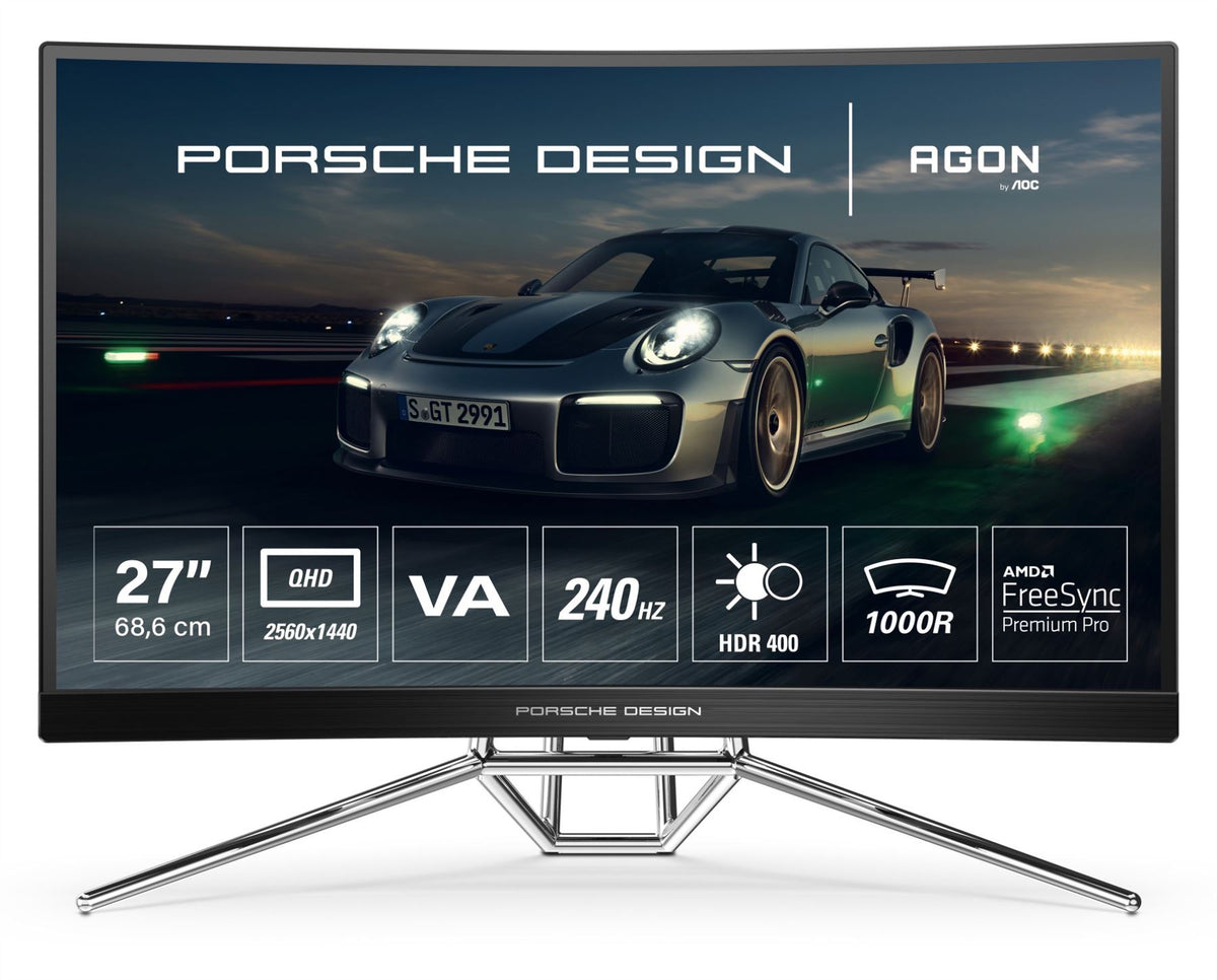AOC Porsche PD27 LED display 68.6 cm (27") 2560 x 1440 pixels 2K Ultra HD Black Monitor