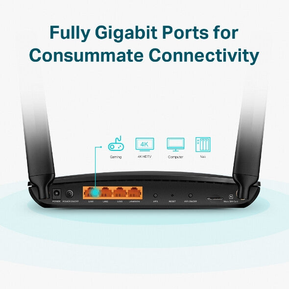 TP-Link Archer MR600 - Gigabit Ethernet Dual-band (2.4 GHz / 5 GHz) 4G wireless router in Black