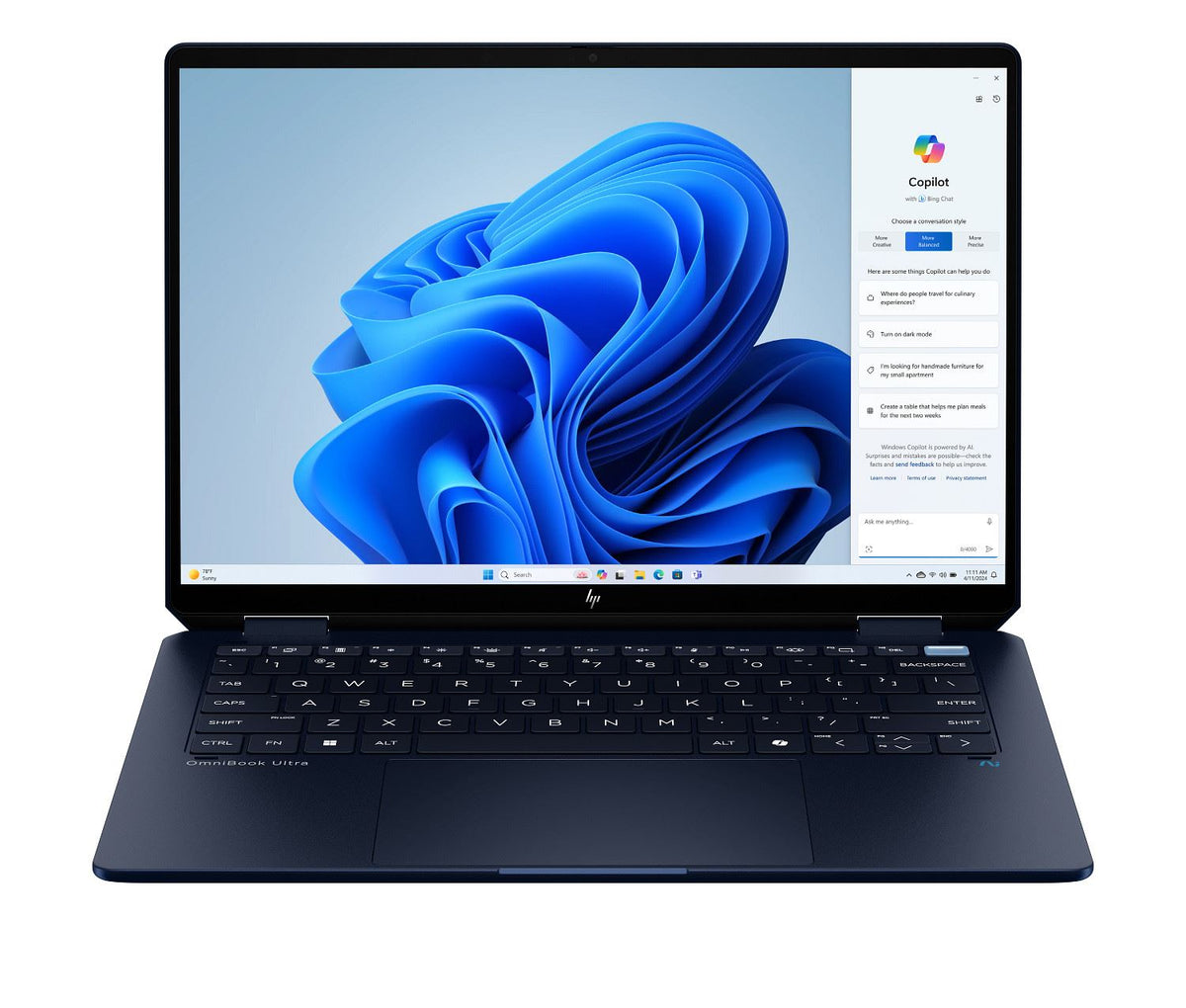 HP OmniBook Ultra Flip 14-fh0007na Copilot+ PC Intel Core Ultra 5 226V Laptop 35.6 cm (14") Touchscreen 3K 16 GB LPDDR5x-SDRAM 512 GB SSD Wi-Fi 7 (802.11be) Windows 11 Home Blue