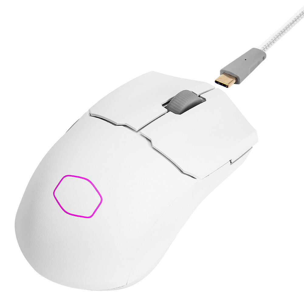 Cooler Master MM712 - RF Wireless + Bluetooth + USB Type-A Optical Mouse in White - 19,000 DPI