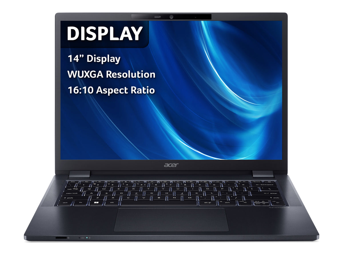 Acer TravelMate P4 TMP414-52 Laptop - 35.6 cm (14") - Intel® Core™ i5-1240P - 8 GB DDR4-SDRAM - 512 GB SSD - Wi-Fi 6E - Windows 11 Pro - Blue