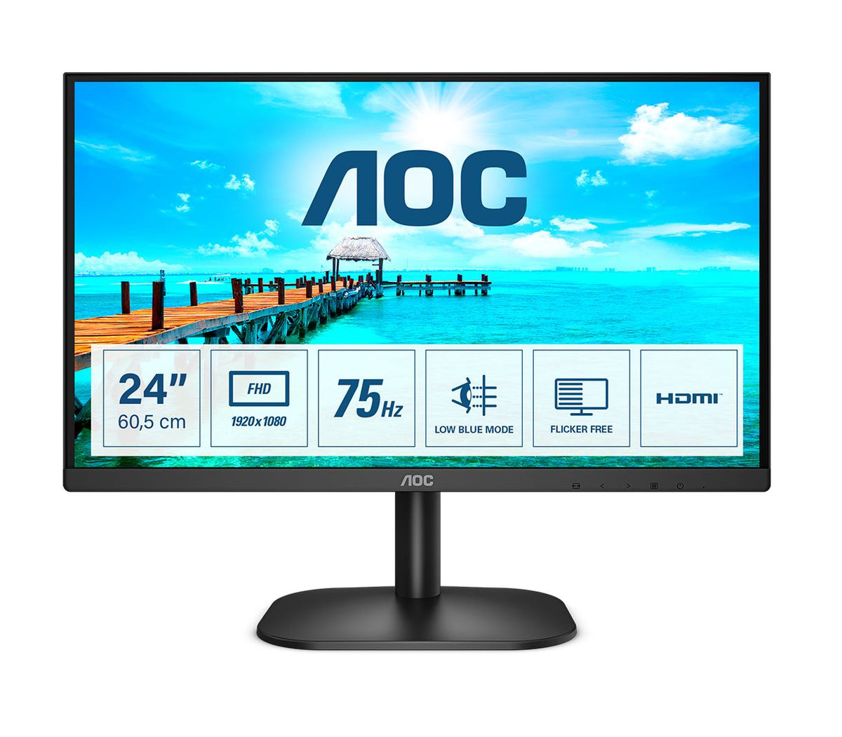 AOC B2 24B2XHM2 Computer Monitor 60.5 cm (23.8") 1920 x 1080 pixels Full HD LCD Black