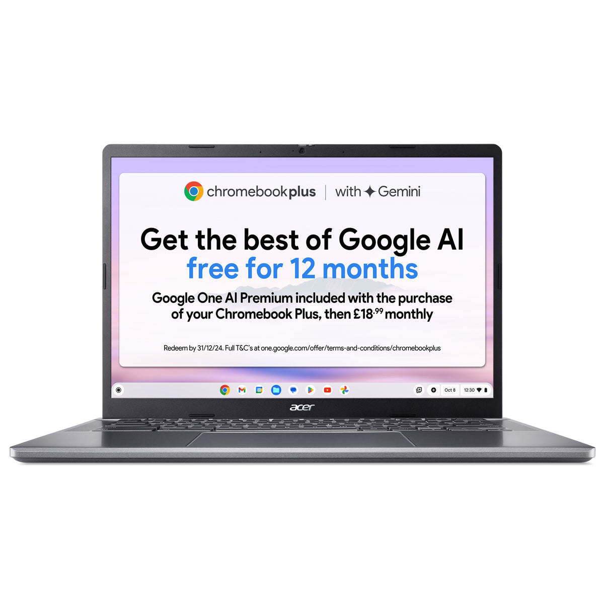 Acer Chromebook Plus 514 - 35.6 cm (14") - AMD Ryzen 5 7520C - 8 GB LPDDR5x-SDRAM - 256 GB SSD - Wi-Fi 6 - ChromeOS - Grey