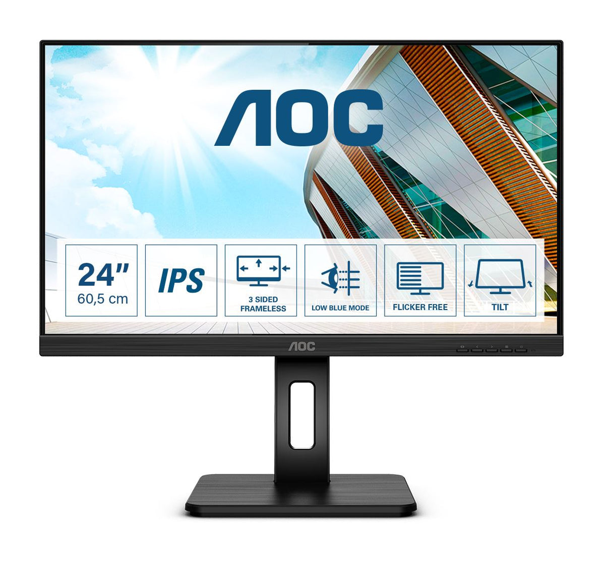AOC P2 Q24P2Q LED display 60.5 cm (23.8&quot;) 2560 x 1440 pixels Quad HD Black Monitor