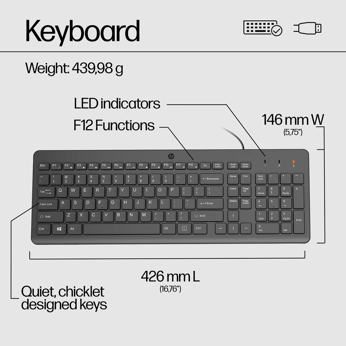 Hewlett Packard 150 - USB Wired Keyboard