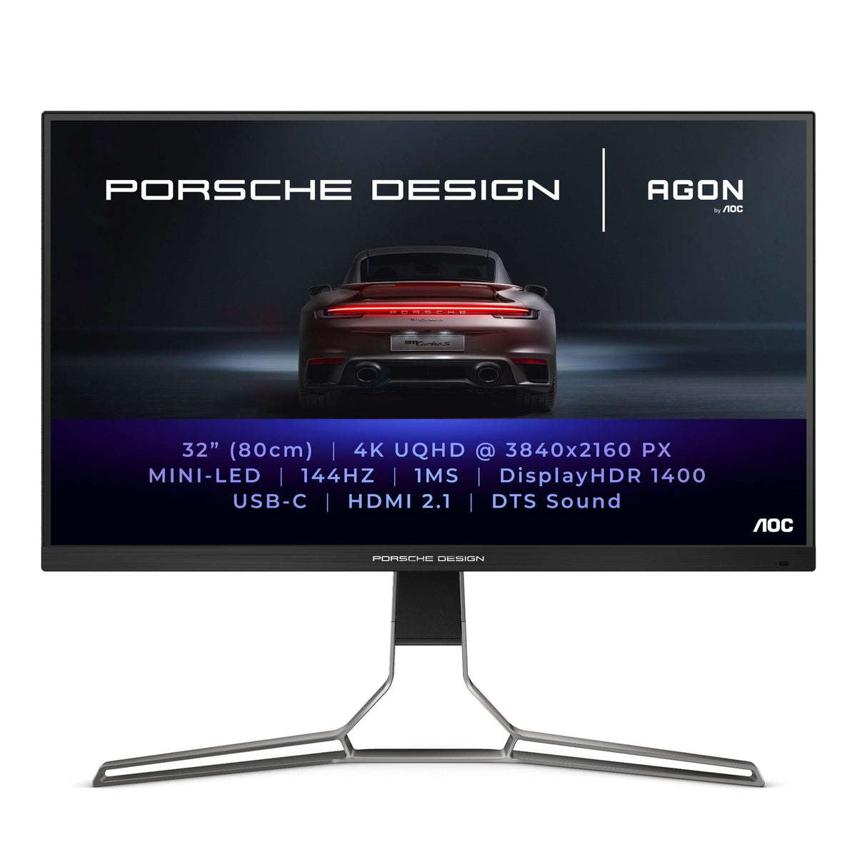 AOC Porsche PD32M LED display 80 cm (31.5") 3840 x 2160 pixels 4K Ultra HD IPS Black, Grey Monitor