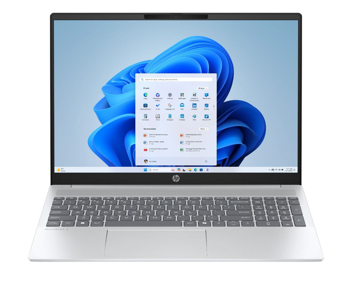 HP OmniBook 5 LaptopAI 16-af1008nax Intel Core Ultra 5 225U Laptop 40.6 cm (16") 2K 16 GB LPDDR5x-SDRAM 512 GB SSD Wi-Fi 6 (802.11ax) Windows 11 Home AI PC Silver