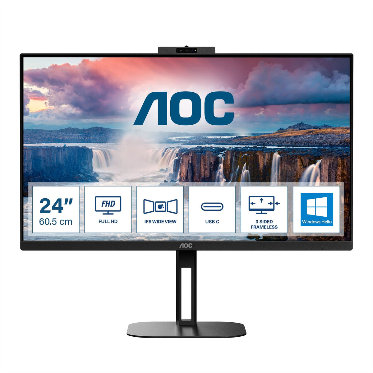 AOC V5 24V5CW 60.5 cm (23.8") 1920 x 1080 pixels Full HD LED Black Monitor