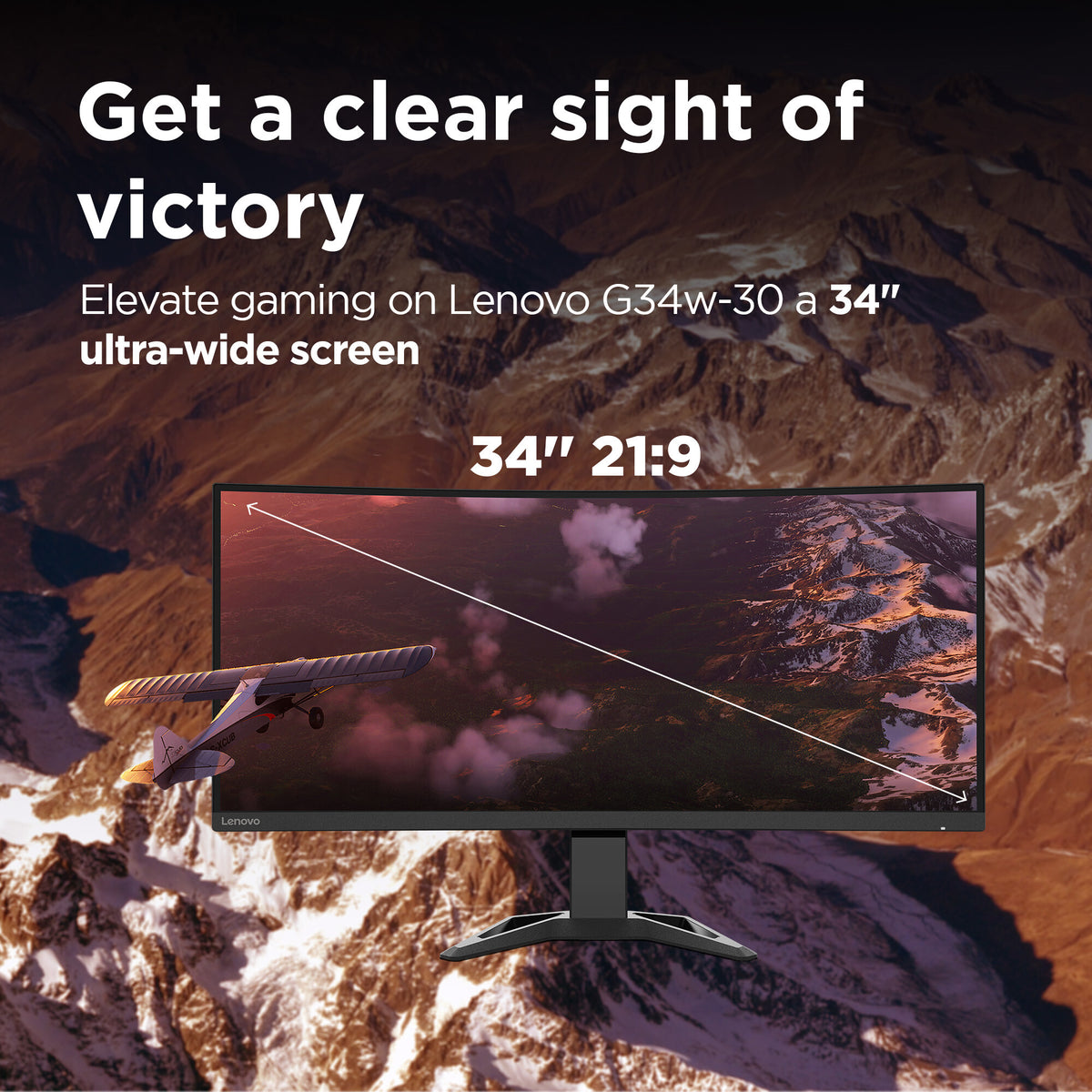 Lenovo G34W-30 - 86.4 cm (34") - 3440 x 1440 pixels WQHD W-LED Monitor
