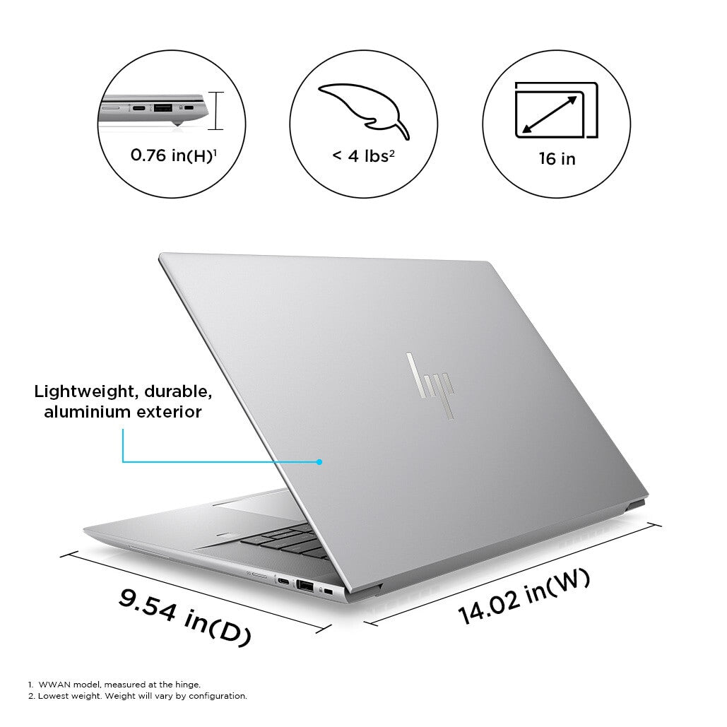 HP ZBook Studio 16 G10 Laptop - 40.6 cm (16") - Intel® Core™ i7-13700H - 32 GB DDR5-SDRAM - 1 TB SSD - NVIDIA RTX 2000 Ada - Wi-Fi 6E - Windows 11 Pro - Silver