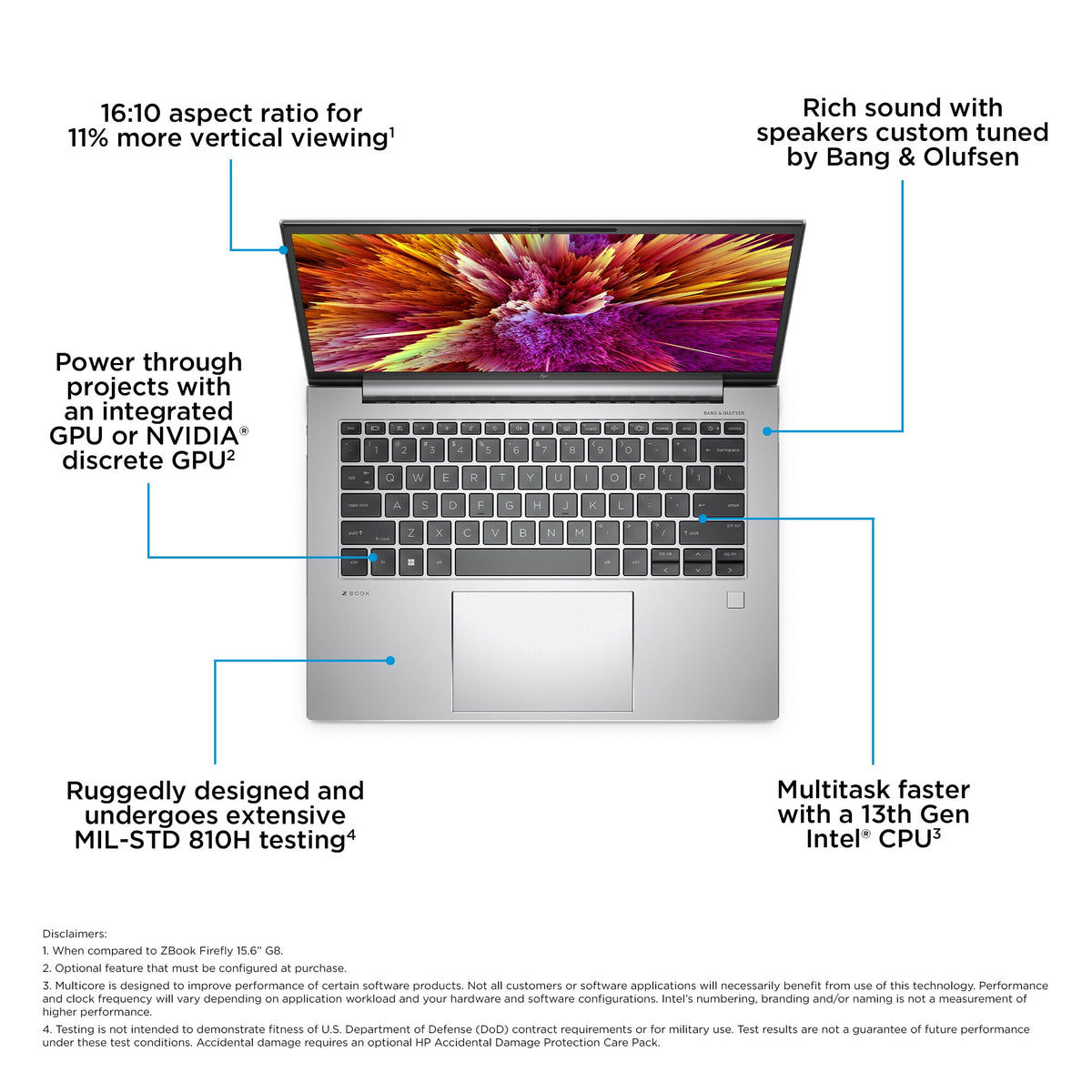 HP ZBook Firefly 14 G10 Laptop - 35.6 cm (14") - Intel® Core™ i7-1355U - 16 GB DDR5-SDRAM - 1 TB SSD - NVIDIA RTX A500 - Wi-Fi 6E - Windows 11 Pro - Silver