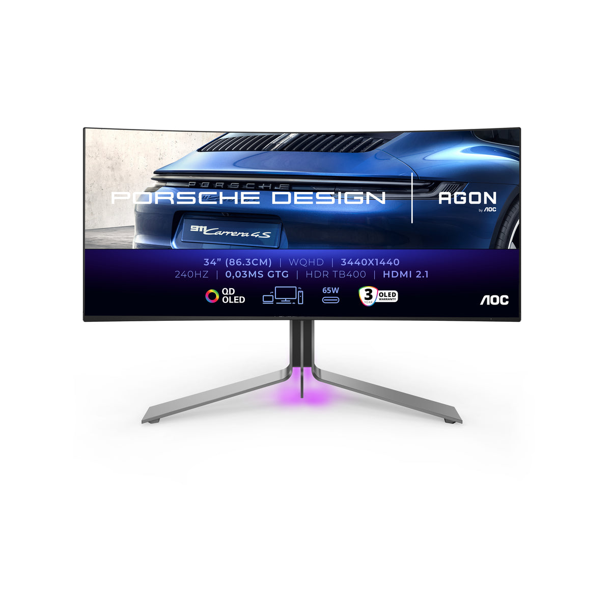 AOC Porsche PD34 - 86.4 cm (34&quot;) - 3440 x 1440 pixels WQHD QD-OLED Monitor