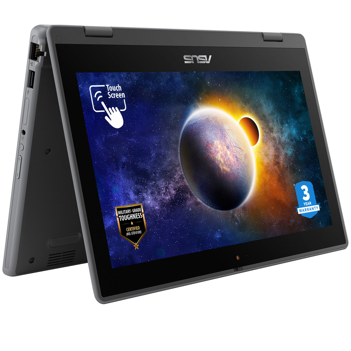 ASUS BR1100F-C41DXAS Hybrid (2-in-1) - 29.5 cm (11.6&quot;) - Touchscreen - Intel® Celeron® N N4500 - 4 GB DDR4-SDRAM - 128 GB SSD - Wi-Fi 6 - Windows 11 Pro Education - Grey