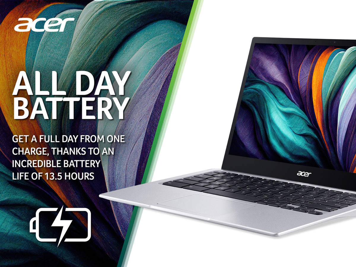 Acer Chromebook Spin 513 CP513-1H Laptop - 33.8 cm (13.3&quot;) -  Touchscreen - Qualcomm Snapdragon 7c (Gen 2) - 8 GB LPDDR4x-SDRAM - 64 GB eMMC - Wi-Fi 5 - Chrome OS - Silver