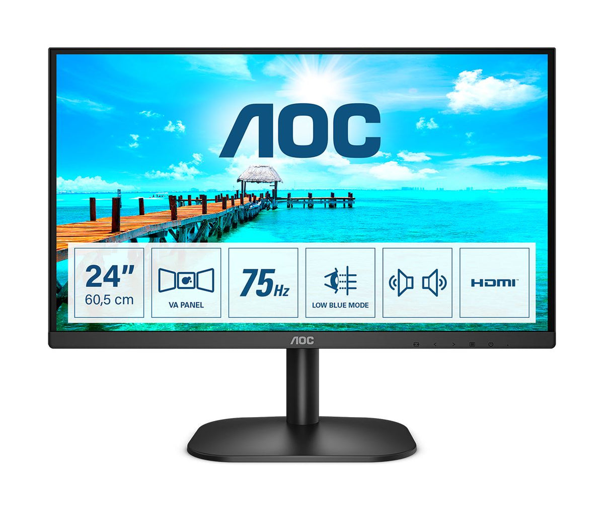 AOC B2 24B2XDAM LED display 60.5 cm (23.8") 1920 x 1080 pixels Full HD Black Monitor