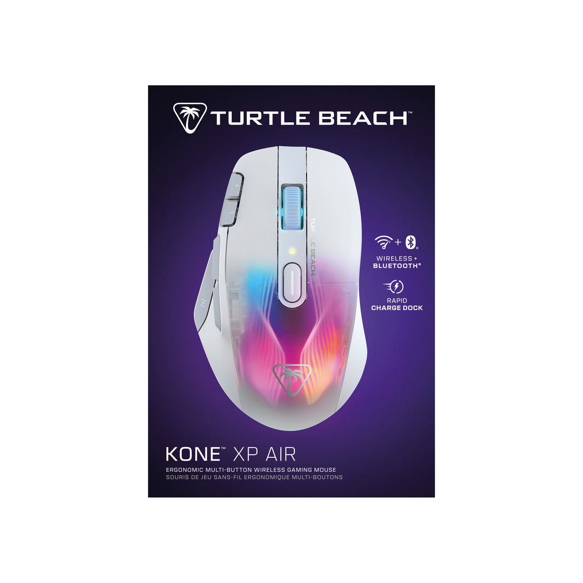 Turtle Beach Kone XP Air - RF Wireless + Bluetooth Optical Gaming Mouse in White - 19,000 DPI
