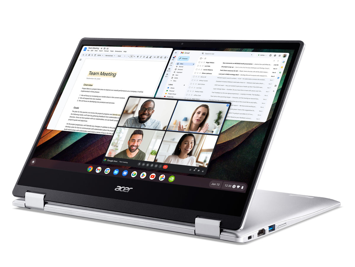 Acer Chromebook Spin 314 Hybrid (2-in-1) - 35.6 cm (14") - Touchscreen - Intel Celeron N4500 - 4 GB LPDDR4x-SDRAM - 128 GB eMMC - Wi-Fi 6 - ChromeOS - Silver