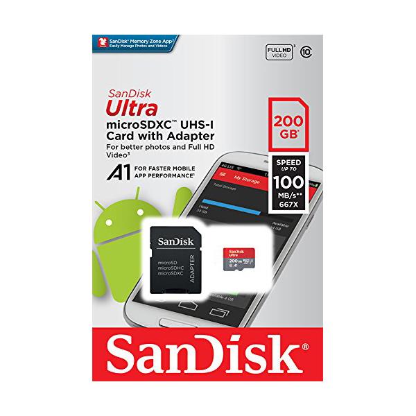 Sandisk Ultra A1 200GB Micro SD Memory Card with Adapter