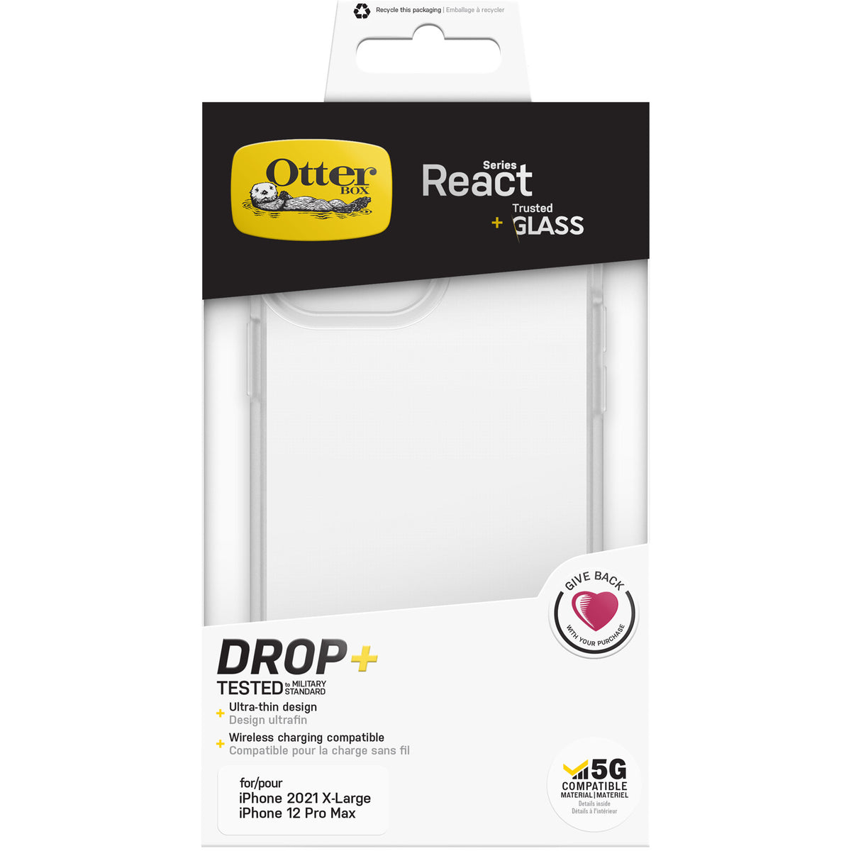 OtterBox React + Trusted Glass Series for iPhone 13 Pro Max in Transparent