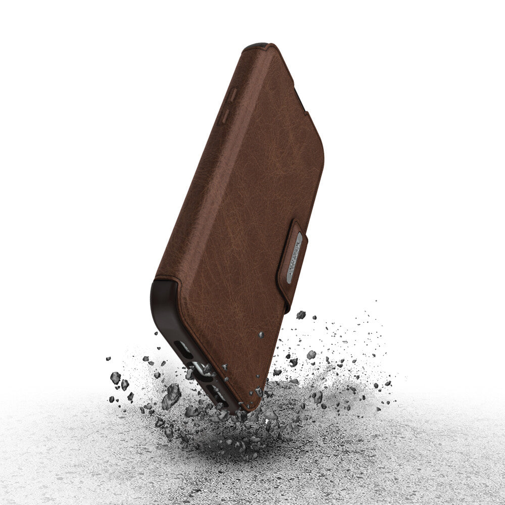OtterBox Strada Series Folio MagSafe for iPhone 15 Plus in Espresso (Brown)